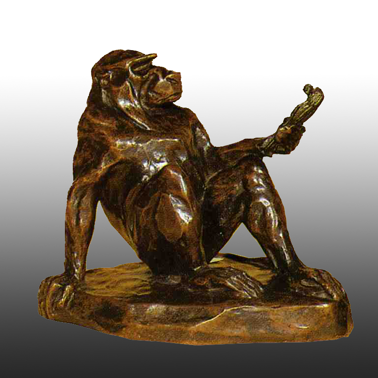 Singe à la statuette. C1906.